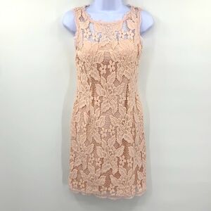 Adrianna‎ Papell Blush Pink Lace Sleeveless Dress Sz 4